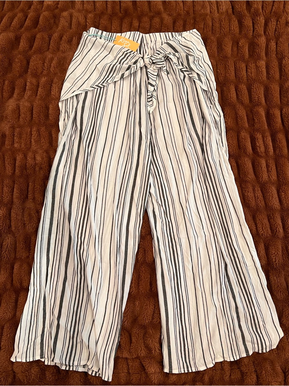 Kona Sol White with Black Vertical Stripe Wide-Leg Pants
